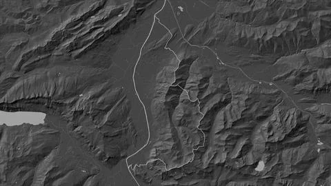 Liechtenstein outlined on a Bilevel elevation map with lakes and rivers Stock Illustration