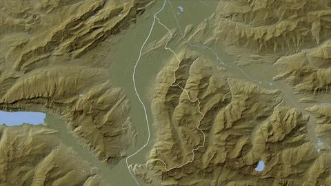 Liechtenstein outlined on a Pale colored elevation map with lakes and rivers Stock Illustration