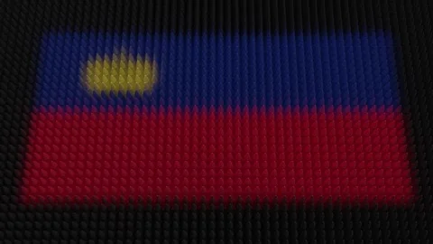 Liechtensteiner Flag Light Shining on Scrolling Bullets Stock Footage 295410962