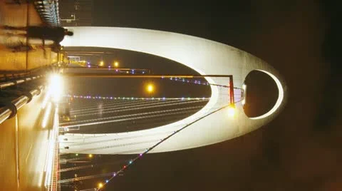 Liede Bridge Traffic at Night Stock Footage 11060830