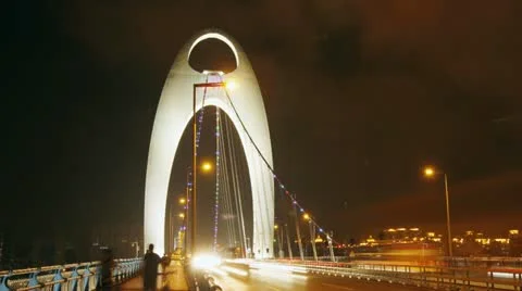 Liede Bridge Traffic at Night Stock Footage 11060867