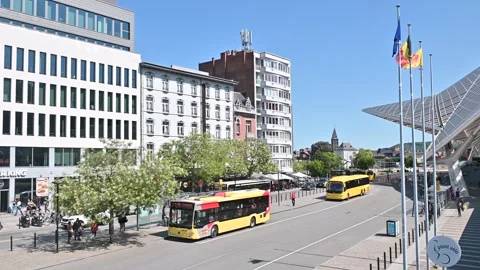 Liege buses Stock Footage 281082923