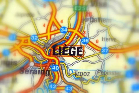 Liege on a map Stock Photos