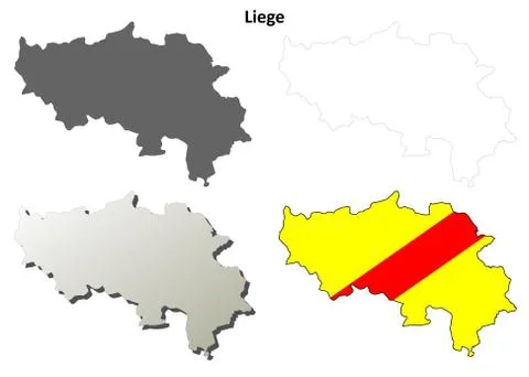 Liege outline map set - Walloon version Иллюстрация