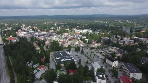 Lieksa City Center from Above Stock Footage