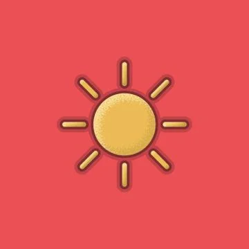 Lienar Flat Stroke Sun Icon Stock Illustration