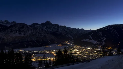 Lienz at nightfall Stock Footage 107314664
