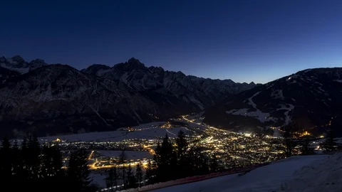 Lienz at nightfall Stock Footage 124241210