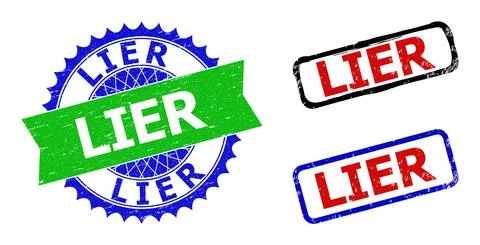 LIER Rosette and Rectangle Bicolor Stamp Seals with Unclean Surfaces イラスト素材