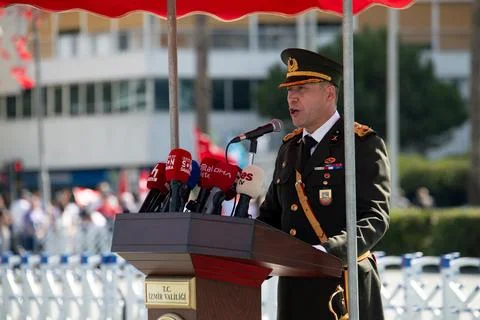 Lieutenant Colonel Delivering Speech During Victory Day Celebrations Stock Photos