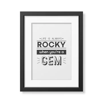 Life is Always Rocky. Vector Typographic Quote with Simple Modern Black Wooden Stock Illustration