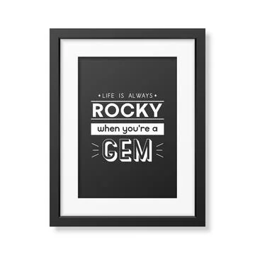 Life is Always Rocky. Vector Typographic Quote with Simple Modern Black Wooden Ilustración de archivo