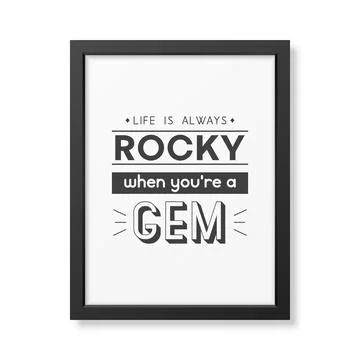 Life is Always Rocky. Vector Typographic Quote with Simple Modern Black Wooden Ilustración de archivo