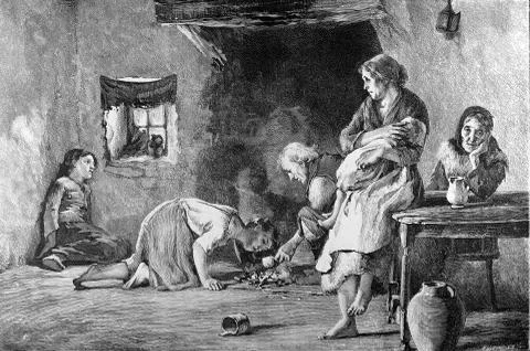 The Life And Times Of Queeen Victoria 1901.the Irish Famine,interior Of A Pea Stock Photos