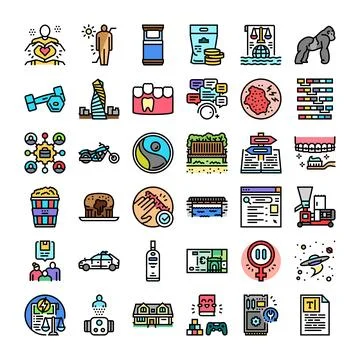 Life balance different objects icons set Illustrazione stock