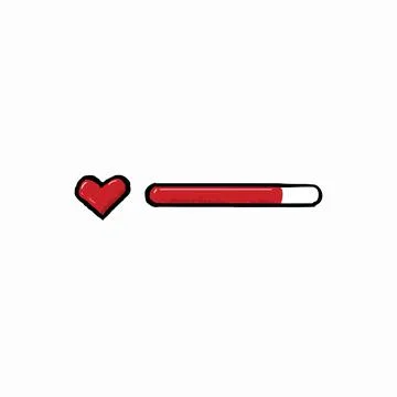 Life bar isolated on white background. Heart symbol in cartoon style. Stock Illustration