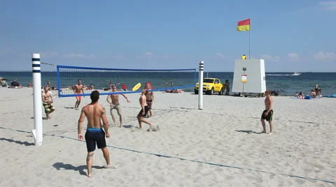 Life on the beach featuring beach volley Stock Footage 40294759