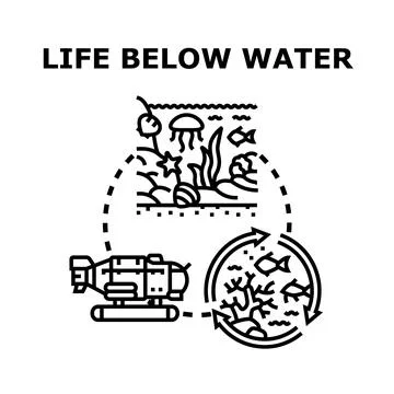 Life below water concept exploring marine ecosystem 스톡 일러스트