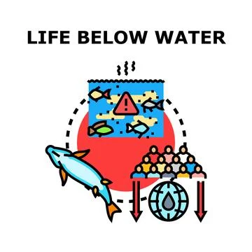 Life below water environmental problem concept vector Stock Illustration