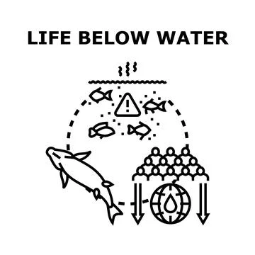 Life below water environmental problem concept vector Stock Illustration