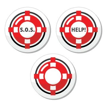 Life belt, help, s.o.s. vector icons set Stock Illustration