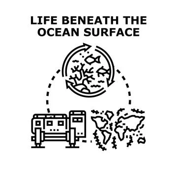 Life beneath ocean surface exploring deep underwater ecosystem Stock Illustration