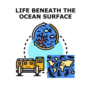 Life beneath ocean surface exploring deep underwater ecosystem Stock Illustration