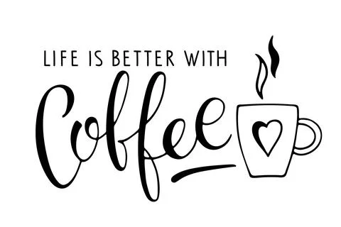 Life is better with Coffee text with coffee mug. Vector calligraphy lettering Illustrazione stock