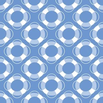 Life bouy nautical pattern design. Vector seaside bouyancy aid seamless repeat. Stock Illustration