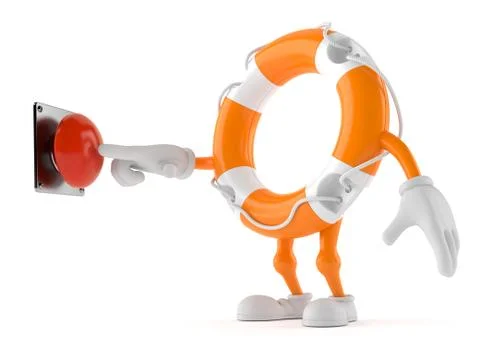Life buoy character pushing a button Illustrazione stock