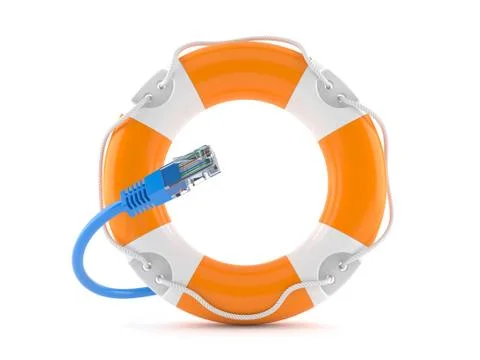 Life buoy with network cable Illustrazione stock