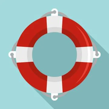 Life buoy ring icon, flat style Stock Illustration