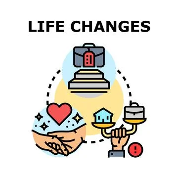 Life changes decision making process choosing priorities Stock Illustration