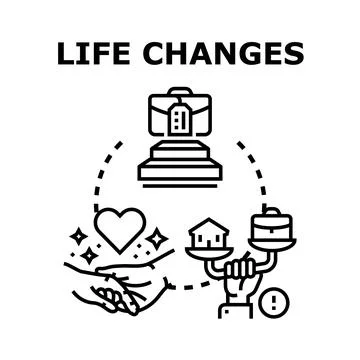 Life changes decision making process choosing priorities Stock Illustration