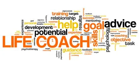 Life coach - personal development training word collage. イラスト素材