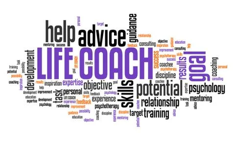 Life coach - personal development training word collage. イラスト素材