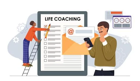 Life coaching checklist concept scene. Vector illustration Illustrazione stock