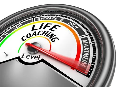 Life coaching level to maximum conceptual meter Stock Illustration