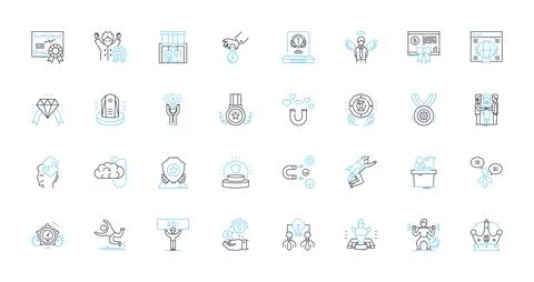 Life coaching linear icons set. Empowerment, Growth, Progress, Clarity, Self Illustrazione stock