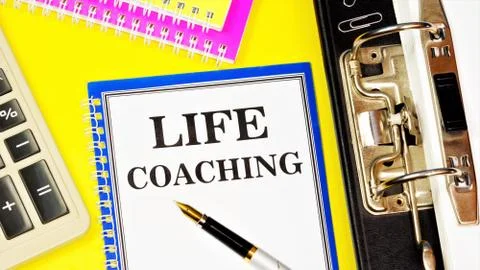 Life coaching is a text message in a Notepad. Stock Photos