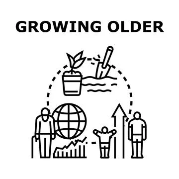 Life cycle concept growing older process Stock Illustration