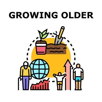 Life cycle concept growing older process Stock-Illustration