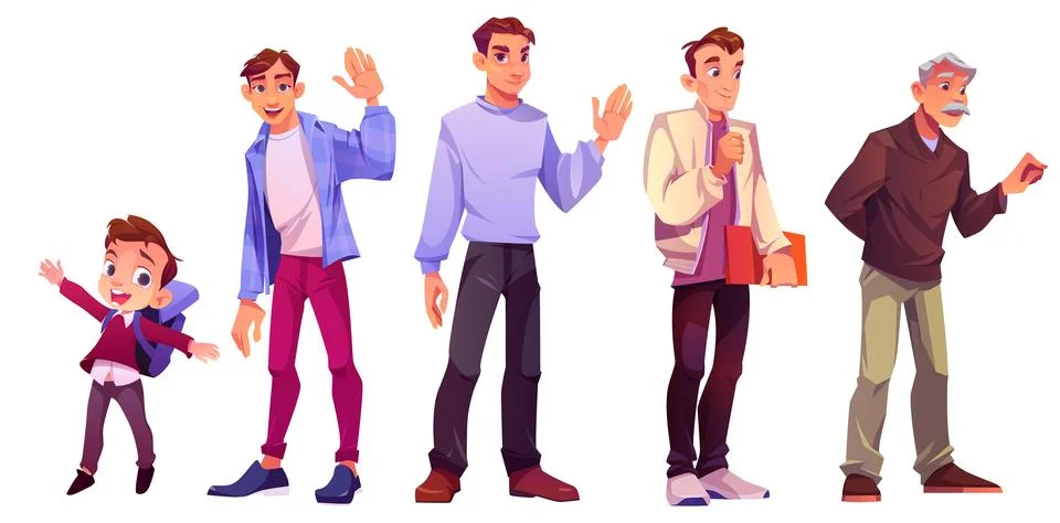 Life cycle evolution of man Stock Illustration
