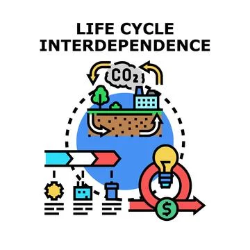 Life cycle interdependence business processing manufacturing economy Stock Illustration