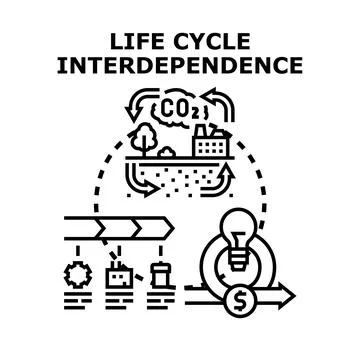 Life cycle interdependence business processing manufacturing economy Stock Illustration