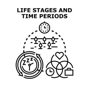 Life cycle stages and time periods concept illustration Stock Illustration