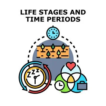 Life cycle stages and time periods concept illustration Stock Illustration