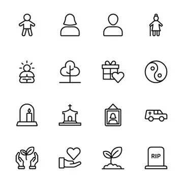 Life, Death and Life Evolution Icons Stock Illustration