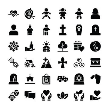 Life, Death and Life Evolution Icons Stock Illustration