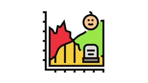 Life death comparison graph mortality color icon animation Stock Footage 326115938
